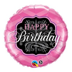 Globo cumpleanos rosa y negro 45 cm foil 71444167000 16702