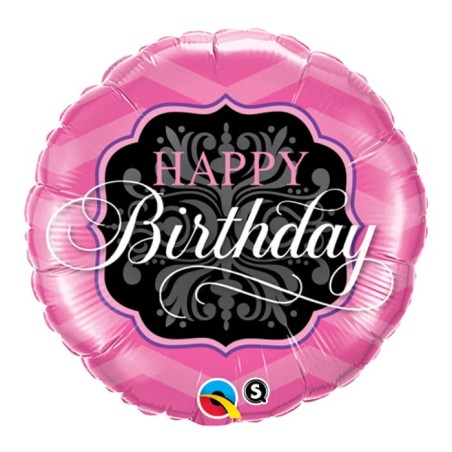 Globo cumpleanos rosa y negro 45 cm foil 71444167000 16702