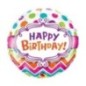 Globo Happy Birthday confeti Chevron 45 cm