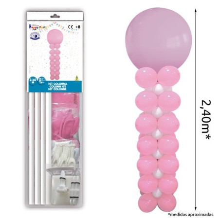 Columna de globos rosas y blancos R5 240 cm 8429412037701 7063 41