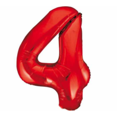 Globo numero 4 Rojo de foil para helio o aire 5712735010722 9048