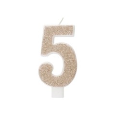 Vela numeros rosa dorado purpurina