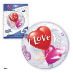 Globo transparente 45 cm corazones love you 8435127135526 13552