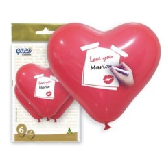 Globos corazon rojos 6 uds  personalizables 8429412008282 5709 45