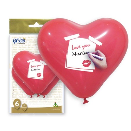 Globos corazon rojos 6 uds  personalizables 8429412008282 5709 45