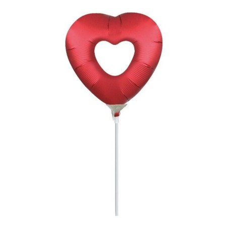 Globo corazon rojo 23 cm con palo 26635387705 3877002