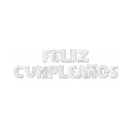 Feliz cumpleanos en globos plateados de 40 cm 8433584527731 52773