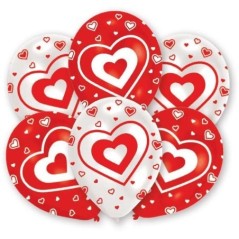 Globos de corazon blancos y rojos 12 6 uds 27 cm 13051414450 T996523