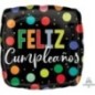 Globo feliz cumpleaños cuadrado negro 45 cm