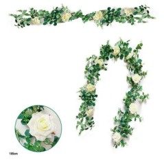 Guirnalda flores rosas blancas 185 cm 8435127210155 21015
