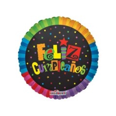 Globo feliz cumpleanos negro colores 45 cm 681070190954 19023 18
