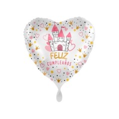 Globo feliz cumpleanos princesa 43 cm corazon 4061859082759 70278