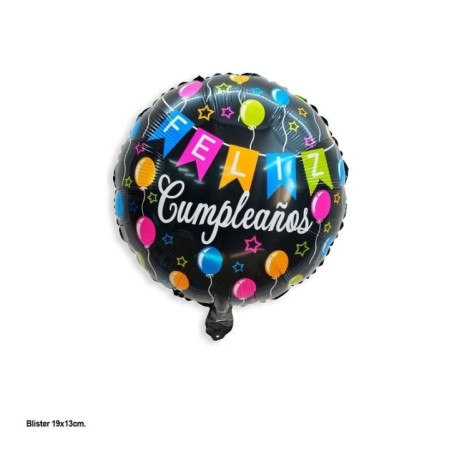 Globo feliz cumpleanos negro 45 cm 8435127171913 17191