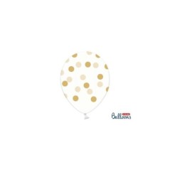 Globos transparentes con lunares oro 6 uds 30 cm 5902230798908 SB14C 223 099G 6