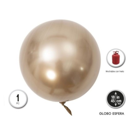 Globo burbuja oro redonda 45 cm metalizado 8433584540754 54075