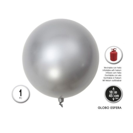 Globo burbuja plata redonda 45 cm metalizado 8433584540761 54076