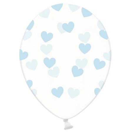 Globos transparentes con corazones azules 6 uds 30 cm 5902230798939 SB14C 223 099B 6