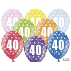Globos 40 cumpleanos colores 6 uds de 30 cm 5901157493545 SB14M 040 000 6