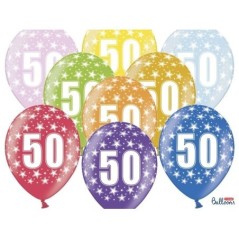 Globos 50 cumpleanos colores 6 uds de 30 cm 5901157493552 SB14M 050 000 6