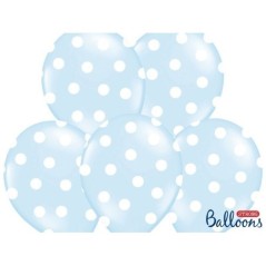 Globo azul bebe lunares blancos 30 cm 6 uds 5901157493996 SB14P 223 011W 6