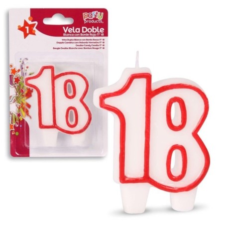 Vela numero 18 blanca y roja 8 cm 8424345686170 68617
