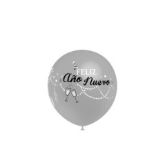 Globo feliz ano nuevo plata y blanco 8 uds 30 cm 8436540881731 112M9373 8