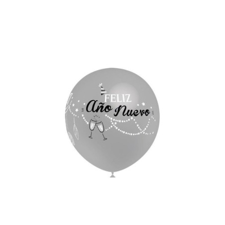 Globo feliz ano nuevo plata y blanco 8 uds 30 cm 8436540881731 112M9373 8