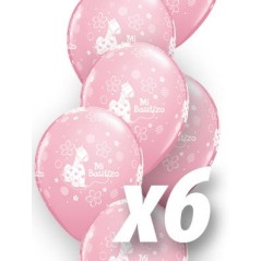 Globo mi bautizo para nina rosa 6 uds qualatex 30cm 671444206145 20614 6