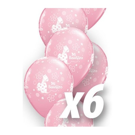 Globo mi bautizo para nina rosa 6 uds qualatex 30cm 671444206145 20614 6