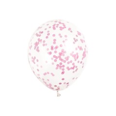 Globos transparentes con confeti rosa 6 uds 30 cm 11179581078 58107