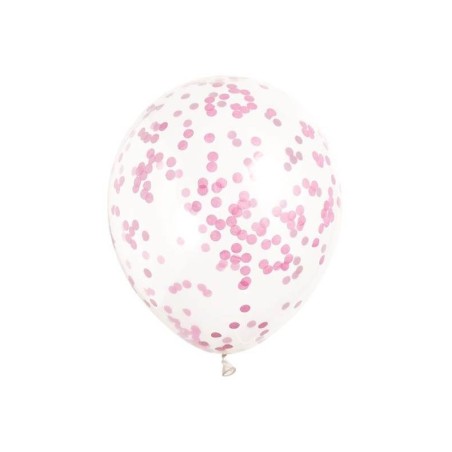 Globos transparentes con confeti rosa 6 uds 30 cm 11179581078 58107