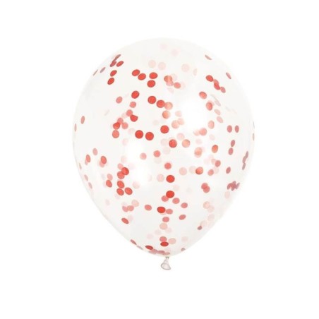 Globos transparentes con confeti rojo 6 uds de 30 cm 11179581160 58116