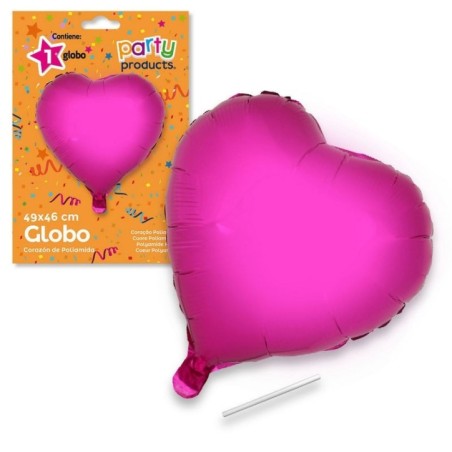 Globo corazon fucsia de 49 x46 cm helio o aire 8424345684220 68422