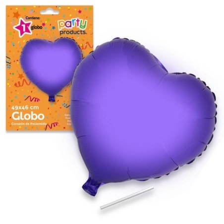 Globo corazon lila de 49 x46 cm helio o aire 8424345684282 68428