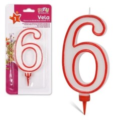 Vela numero 6 gigante 13 cm para tarta cumpleanos 8424345687924 68792