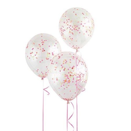 Globos transparentes con confeti colores neon 6 unidades 11179544806 54480