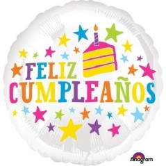 Globo feliz cumpleanos blanco con estrellas 45 cm 26635352345 3523401