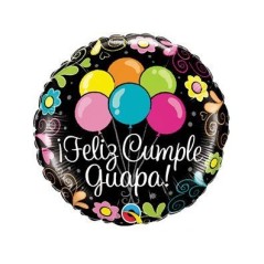 Globo Feliz cumple guapa 18" 45 cm helio o aire qualatex 71444496728 49674