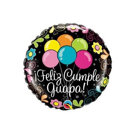 Globo Feliz cumple guapa 18" 45 cm helio o aire qualatex 71444496728 49674