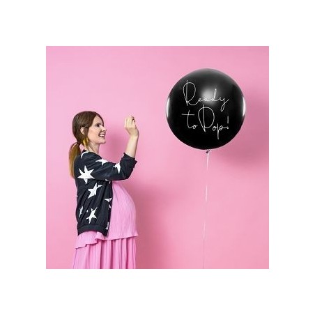 Globo negro lleno de confeti Rosa sexo bebe nina 1 metro 5902230790858 BG36 1 D