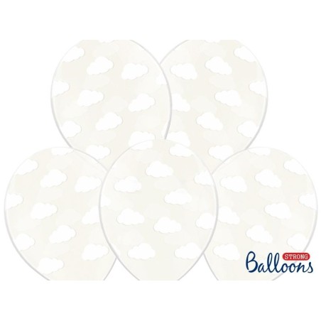 Globos transparentes con nubes blancas 6 uds 30 cm 5901157493408 SB14C 230 099 6