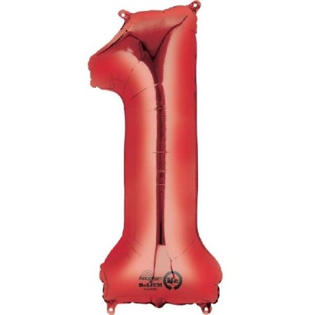 Globo numero 1 rojo de foil para helio o aire 86 x 55 cm 26635282741 2827401