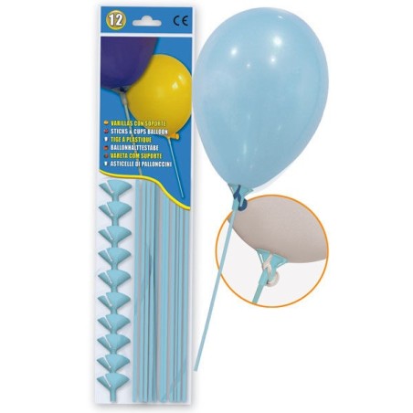 Varillas para globos con soportes azul claro 12 uds 8429412030542 5868