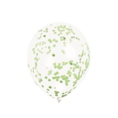 Globos transparentes con confeti verde 6 uds 30 cm 11179581191 58119