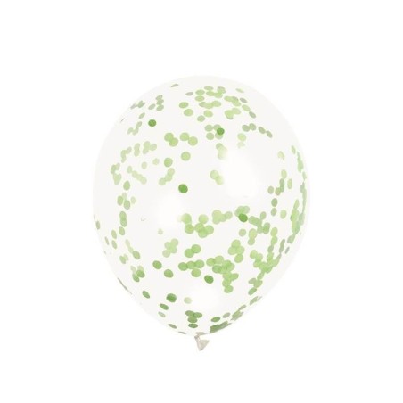 Globos transparentes con confeti verde 6 uds 30 cm 11179581191 58119
