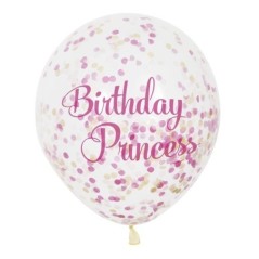 Globo transparente confeti rosa cumpleanos 6 uds 30 cm 11179581450 58145