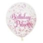 Globo transparente confeti rosa cumpleaños 6 uds 30 cm