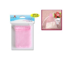 Bolsa de organza rosas 4 uds de 13x18 cm 8800886420785 642078