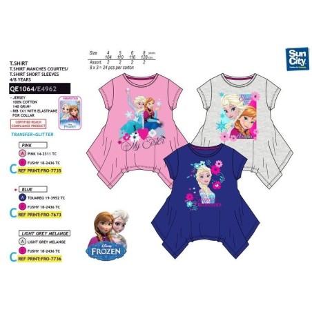 Camiseta Frozen desigual para niña tallas