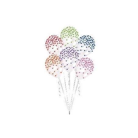 Globos transparentes confetti colores surtidos 6 uds 13051799007 9902932